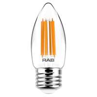 3 Watt - Medium Base 2700K - B11 Filament LED 90 CRI - Clear - Dimmable RAB Lighting