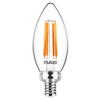 5 Watt - Candelabra Base 2700K - B11 Filament LED 90 CRI - Clear - Dimmable RAB Lighting