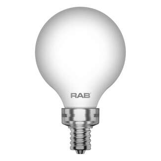 3 Watt - Candelabra Base 2700K - G16.5 Filament LED 90 CRI - Frosted - Dimmable RAB Lighting