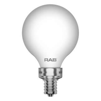 3 Watt - Candelabra Base 5000K - G16.5 Filament LED 90 CRI - Frosted - Dimmable RAB Lighting