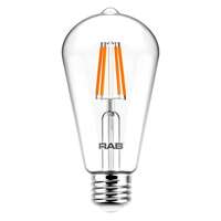 3 Watt - Medium Base 2700K - ST19 Filament LED 90 CRI - Clear - Dimmable RAB Lighting