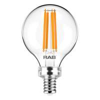 3.8 Watt - Candelabra Base 2700K - G16.5 Filament LED 90 CRI - Clear - Dimmable RAB Lighting