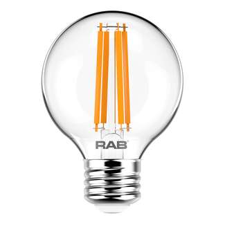3 Watt - Medium Base 5000K - G16.5 Filament LED 90 CRI - Clear - Dimmable RAB Lighting