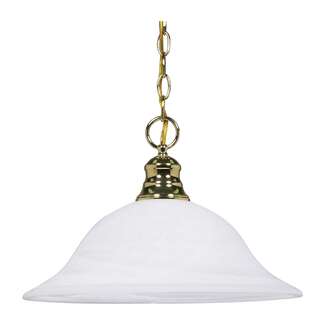 16&quot; - 1 Light - 100W Max Polished Brass Finish Alabaster Glass Nuvo Lighting