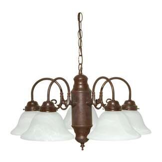 23&quot; - 5 Light - 60W Max Old Bronze Finish Alabaster Glass Nuvo Lighting