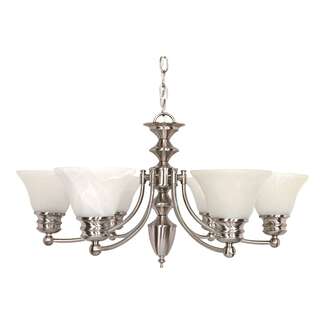 26&quot; - 6 Light - 60W Max Brushed Nickel Finish Alabaster Glass Nuvo Lighting