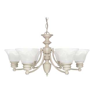 26&quot; - 6 Light - 60W Max Textured White Finish Alabaster Glass Nuvo Lighting
