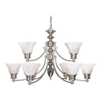 32&quot; - 9 Light - 60W Max Brushed Nickel Finish Alabaster Glass Nuvo Lighting