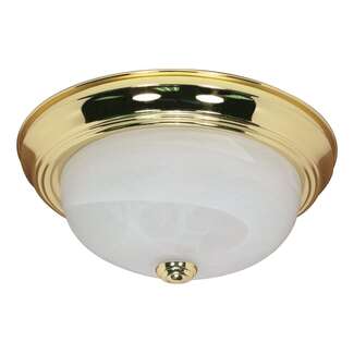 13&quot; - 2 Light - 60W Max Polished Brass Finish Alabaster Glass Nuvo Lighting