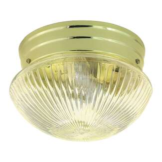 9.5&quot; - 2 Light - 60W Max Polished Brass Finish Clear Ribbed Glass Nuvo Lighting