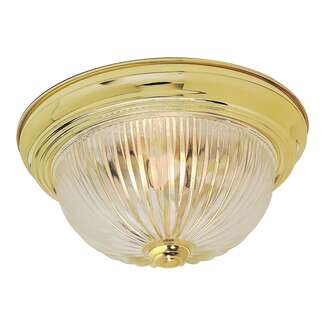 13&quot; - 2 Light - 60W Max Polished Brass Finish Clear Ribbed Glass Nuvo Lighting