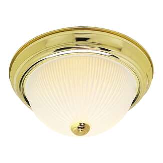 13&quot; - 2 Light - 60W Max Polished Brass Finish Frosted Ribbed Glass Nuvo Lighting