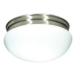 12&quot; - 2 Light - 60W Max Brushed Nickel Finish White Glass Nuvo Lighting