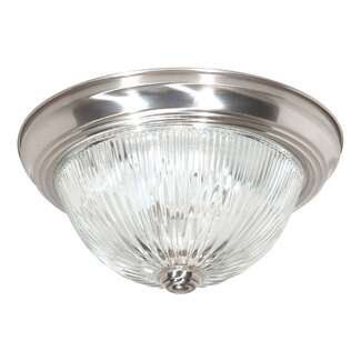 13&quot; - 2 Light - 60W Max Brushed Nickel Finish Clear Ribbed Glass Nuvo Lighting