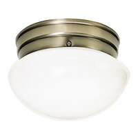 7.5&quot; - 1 Light - 60W Max Antique Brass Finish White Glass Nuvo Lighting