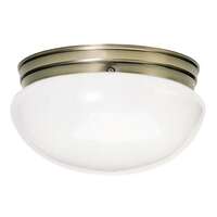 12&quot; - 2 Light - 60W Max Antique Brass Finish White Glass Nuvo Lighting