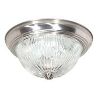 15&quot; - 3 Light - 60W Max Brushed Nickel Finish Clear Ribbed Glass Nuvo Lighting