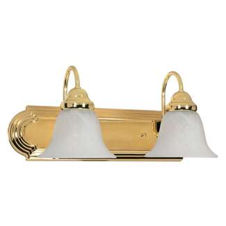 18&quot; - 2 Light - 100W Max Polished Brass Finish Alabaster Glass Nuvo Lighting