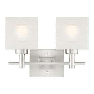 Alexander Two-Light Indoor Wall Fixture Brushed Nickel Finish with Rippled White Glazed Glass