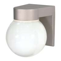 8" - 1 Light - 100W Max Satin Aluminum Finish White Glass Nuvo Lighting