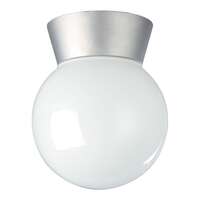 8" - 1 Light - 60W Max Satin Aluminum Finish White Glass Nuvo Lighting