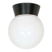 8" - 1 Light - 60W Max Black Finish White Glass Nuvo Lighting