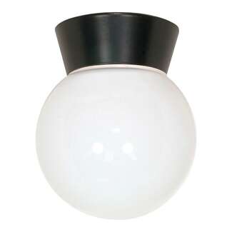 8" - 1 Light - 60W Max Black Finish White Glass Nuvo Lighting
