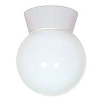 8" - 1 Light - 60W Max White Finish White Glass Nuvo Lighting