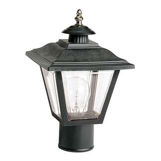 13" - 1 Light - 60W Max Black Finish Brass Finial Acrylic Panels Satco Lighting