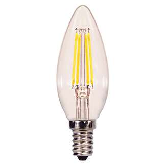4.5 Watt - Candelabra Base 3000K - B11 Filament LED 84 CRI - Clear - Dimmable Satco Lighting