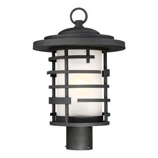 17" - 1 Light - 100W Max Textured Black Finish Etched Glass Nuvo Lighting