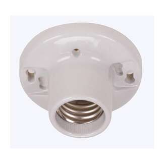 Satco 1500W Keyless Porcelain Mogul Base Lamp Holder With White Finish