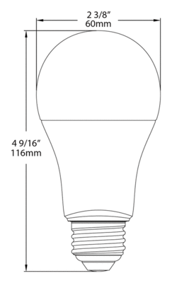 A19-15-E26-840-DIM Dimensions