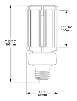 HID-36-E26-850-BYP-PT Dimensions