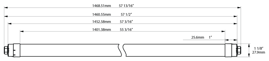 RAB 24 Watt 60 Inch 6500K Double Ended Direct Wire Plastic T8 Sign LED