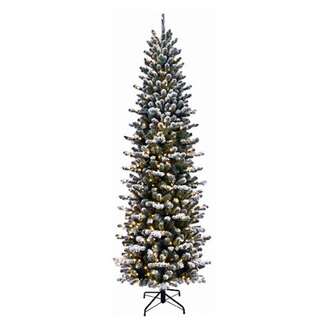 7.5&#39; Snowy Sheffield Spruce Pencil Hinged Artificial Tree Clear - 450 Lights