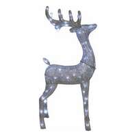 48&quot; Standing Deer Silver Glitter Mesh Fabric CW - 70 LED Lights