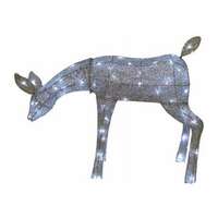 36&quot; Feeding Deer Silver Glitter Mesh Fabric CW - 50 LED Lights