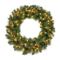 30&quot; Mixed Needle Artificial Wreath WW - 100 LEDs