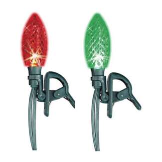 24 LED Set - 16 ft C9 LEDs Multi Red/Green Built-in Spring Loaded Clips Noma