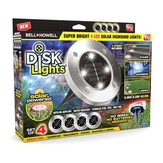 4 PK - Solar Powered Flat To Ground LED Outdoor Lights - As Seen On TV