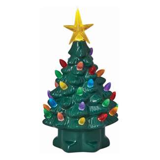 Green Vintage Christmas Tree With LED Lights &amp; Porcelain Material