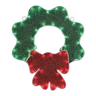 Wreath With Red Bow LED Tape Light Window Decoration