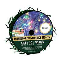 LED Cluster Rice Light Set Green, 448-Ct.