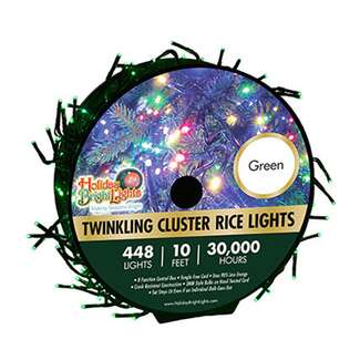 LED Cluster Rice Light Set Green, 448-Ct.