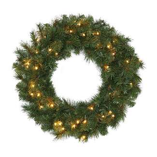 24&quot; Mixed Needle Artificial Wreath WW - 50 LED Lights
