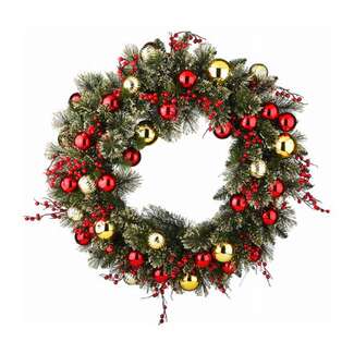 30&quot; Dakota Pine Artificial Wreath Shatterproof Ornaments