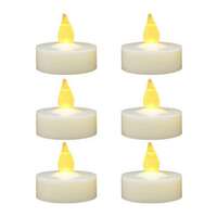 6 Pack Battery Operated Tealight Candle Yellow Flicker LED