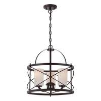 16&quot; - 3 Light - 100W Max Old Bronze Finish Etched Opal Glass Nuvo Lighting