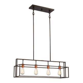 36&quot; - 4 Light - 100W Max Forrest Bronze Finish Copper Accents White Glass Nuvo Lighting